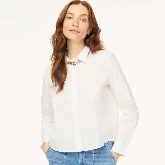 J. Crew Factory Modern Shirt Classic Long Sleeve Button-Up Cotton White NWT SP - Picture 1 of 9